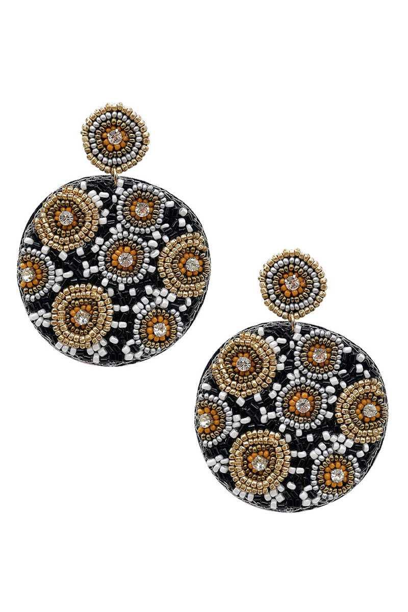 Adorable Colorful Seed Bead Round Dangle Colorful Earrings