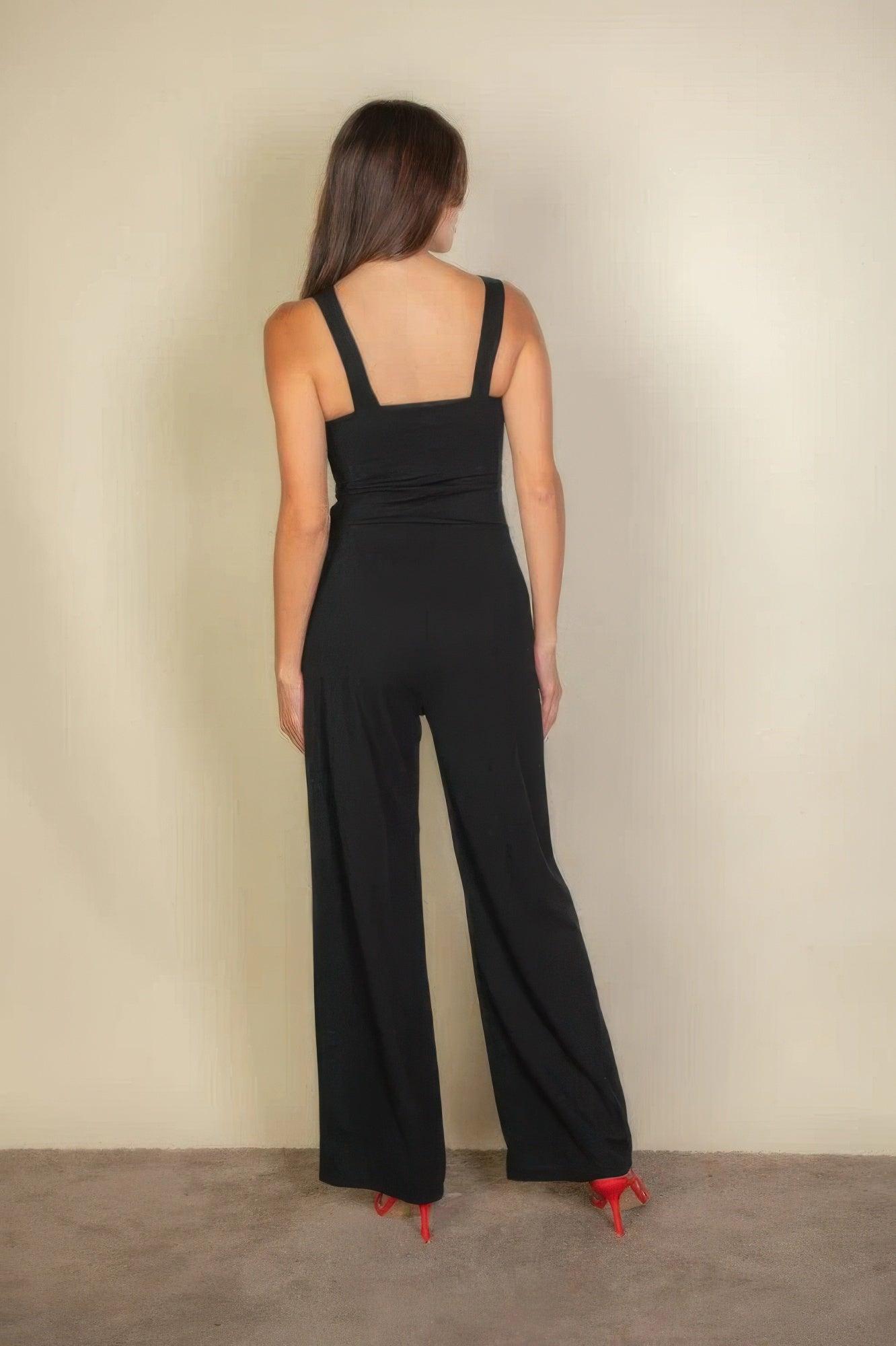 Notched Neck Cami One Piece Jumpsuit - Rebel Spirit Designs Notched Neck Cami One Piece Jumpsuit