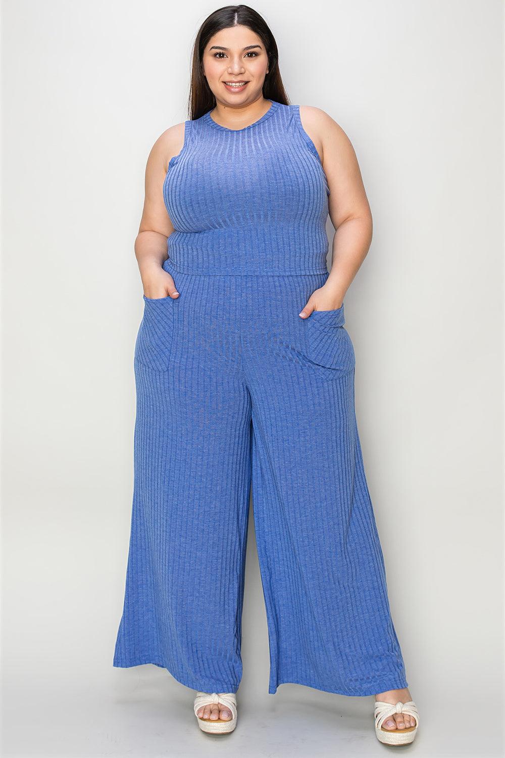 Basic Bae Full Size Ribbed Tank and Wide Leg Pants Set - Rebel Spirit Designs Basic Bae Full Size Ribbed Tank and Wide Leg Pants Set