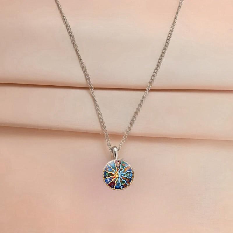 12 Constellations Zodiac Astrology Sun Moon Stars Pendant Necklace
