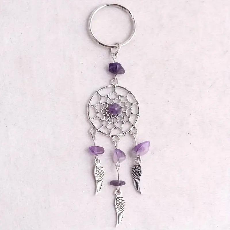 1pc Dreamcatcher Natural Irregular Crystal Agate Stone Bead Keychain - Rebel Spirit Designs 1pc Dreamcatcher Natural Irregular Crystal Agate Stone Bead Keychain