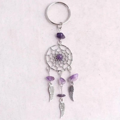 1pc Dreamcatcher Natural Irregular Crystal Agate Stone Bead Keychain - Rebel Spirit Designs 1pc Dreamcatcher Natural Irregular Crystal Agate Stone Bead Keychain