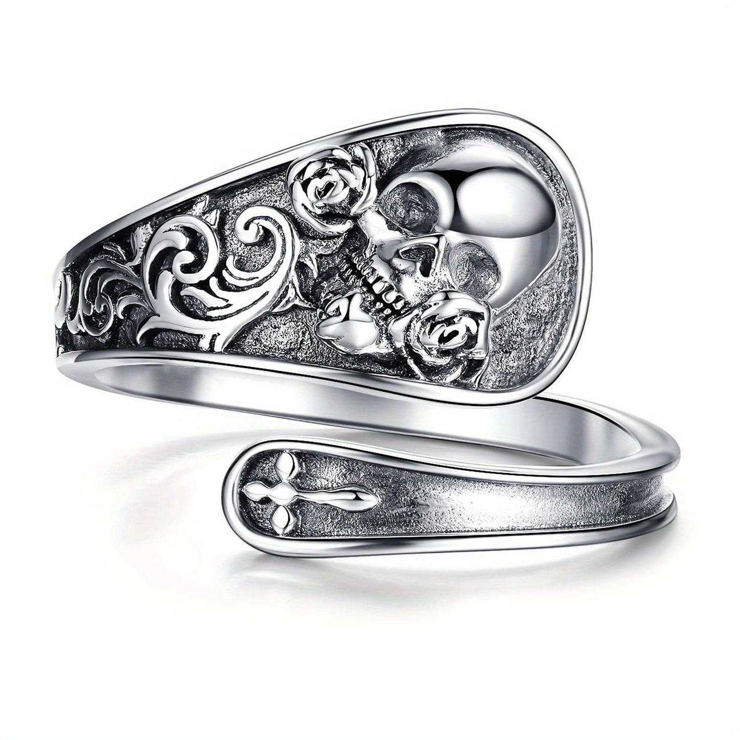 Unisex Gothic Skull Punk Fashion Statement Retro Silver Spoon Ring - Rebel Spirit Designs Unisex Gothic Skull Punk Fashion Statement Retro Silver Spoon Ring