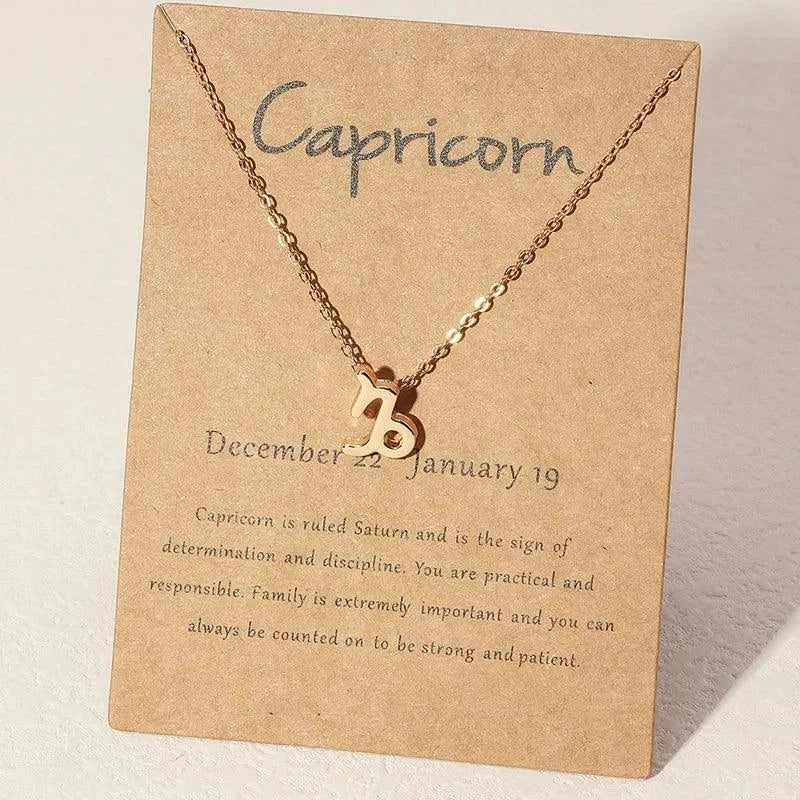 Simple Zodiac Sign Horoscope Astrology Pendant Necklace