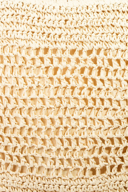 Famed Natural Straw Look Crochet Tote Bag