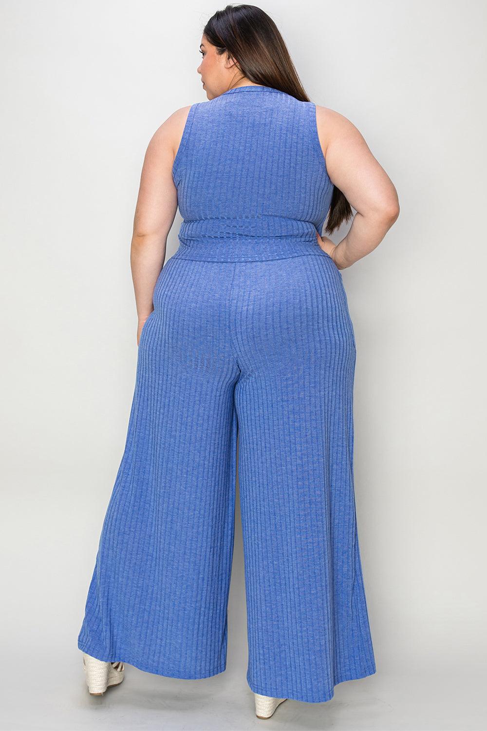 Basic Bae Full Size Ribbed Tank and Wide Leg Pants Set - Rebel Spirit Designs Basic Bae Full Size Ribbed Tank and Wide Leg Pants Set