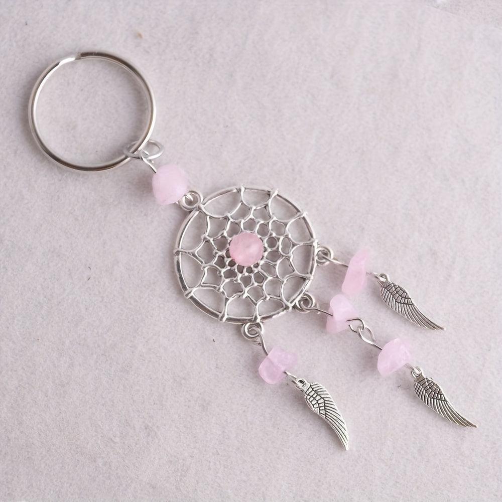 1pc Dreamcatcher Natural Irregular Crystal Agate Stone Bead Keychain - Rebel Spirit Designs 1pc Dreamcatcher Natural Irregular Crystal Agate Stone Bead Keychain