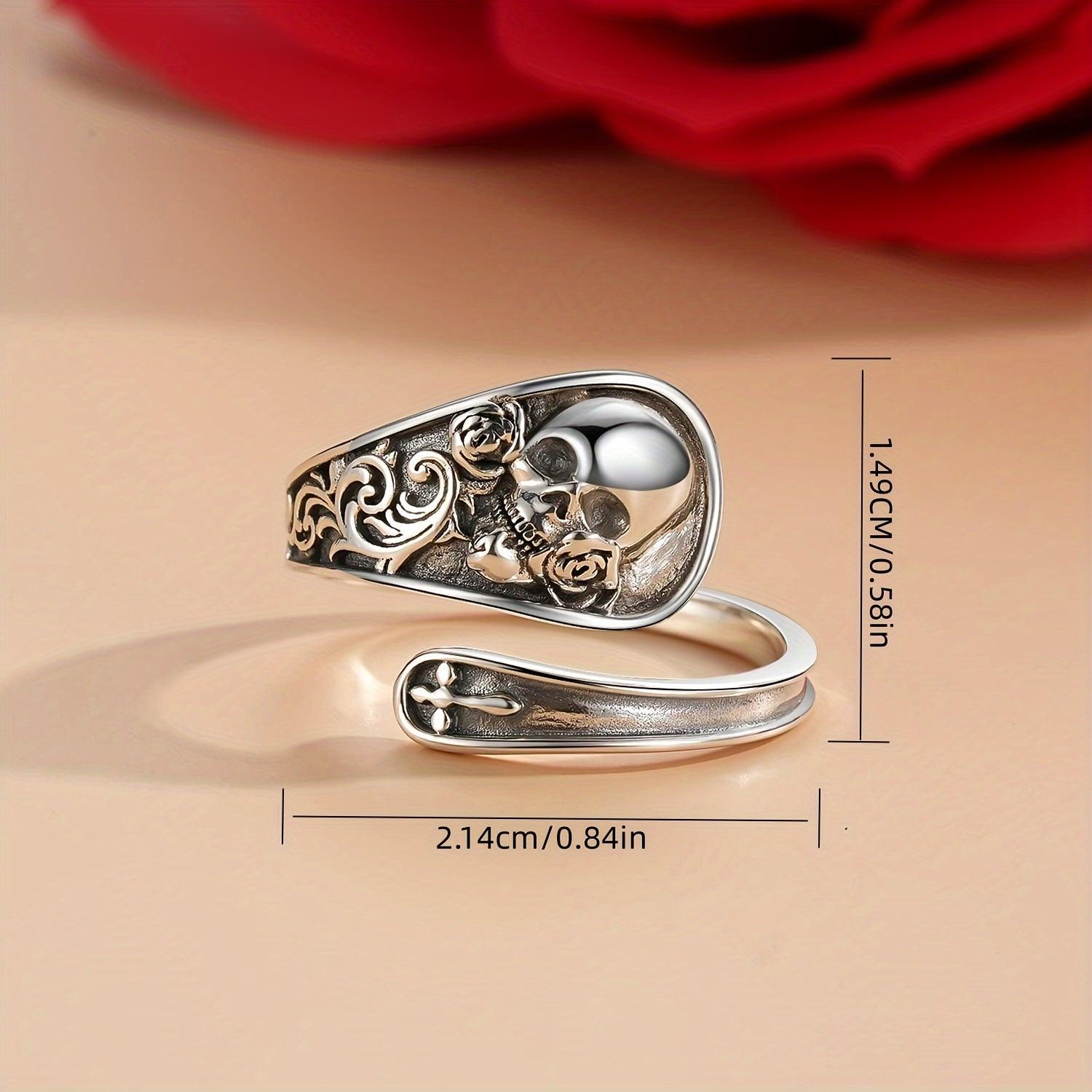 Unisex Gothic Skull Punk Fashion Statement Retro Silver Spoon Ring - Rebel Spirit Designs Unisex Gothic Skull Punk Fashion Statement Retro Silver Spoon Ring