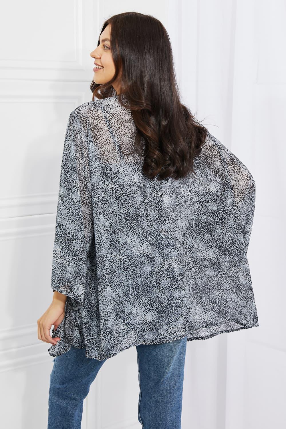 Melody Full Size Snake Print Chiffon Kimono Cardigan for Women - Rebel Spirit Designs Melody Full Size Snake Print Chiffon Kimono Cardigan for Women