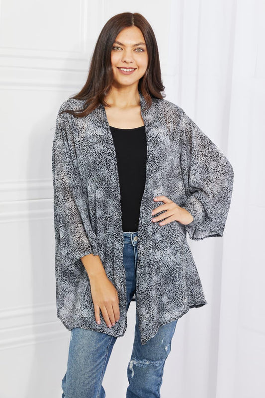 Melody Full Size Snake Print Chiffon Kimono Cardigan for Women - Rebel Spirit Designs Melody Full Size Snake Print Chiffon Kimono Cardigan for Women