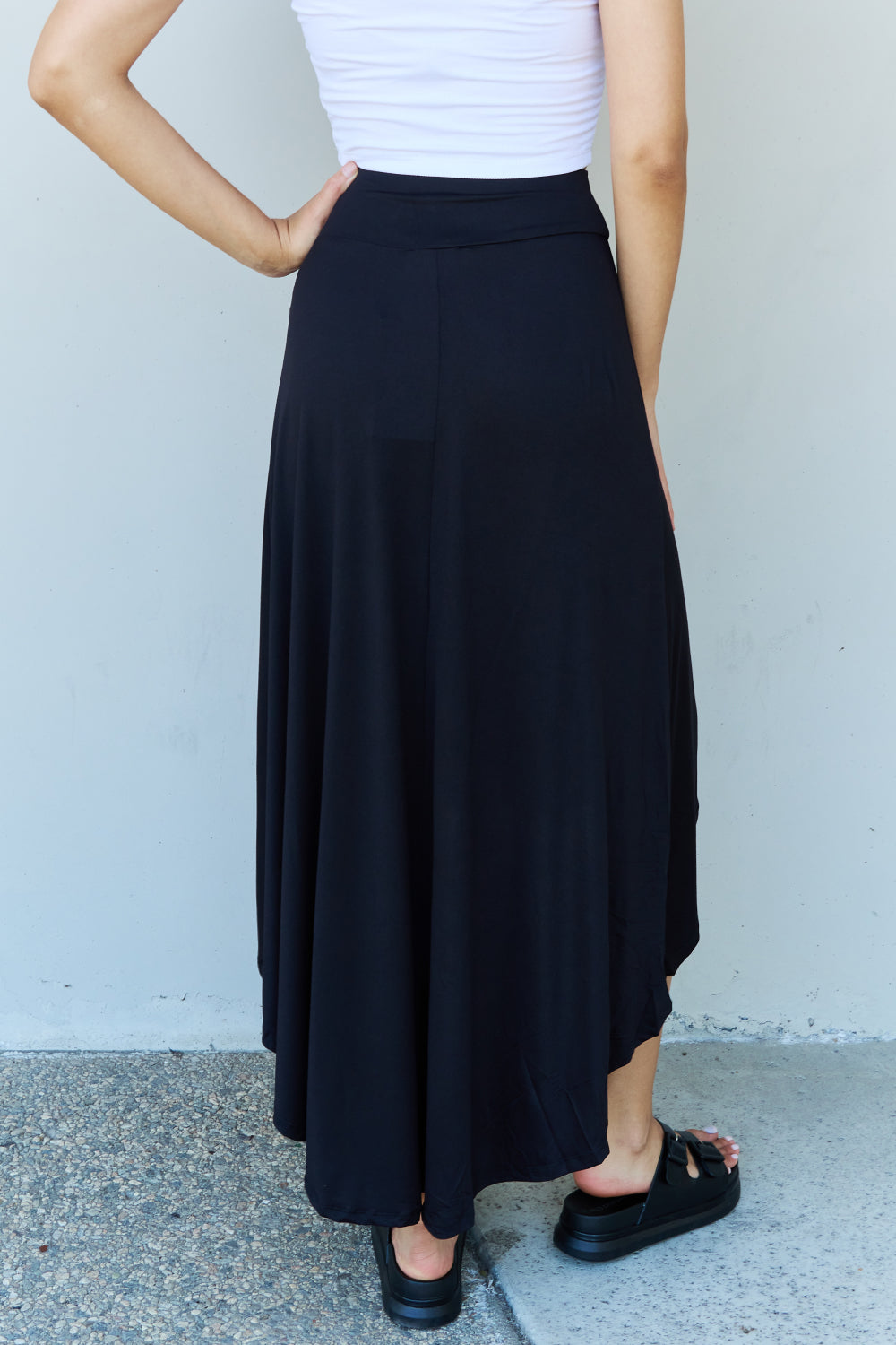 Ninexis High Waisted Flare Maxi Skirt in Black