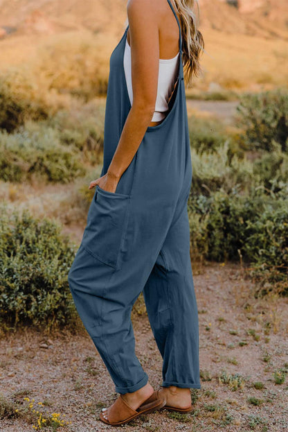 Double Take Full Size V-Neck Sleeveless Jumpsuit with Pockets - Rebel Spirit Designs Double Take Full Size V-Neck Sleeveless Jumpsuit with Pockets