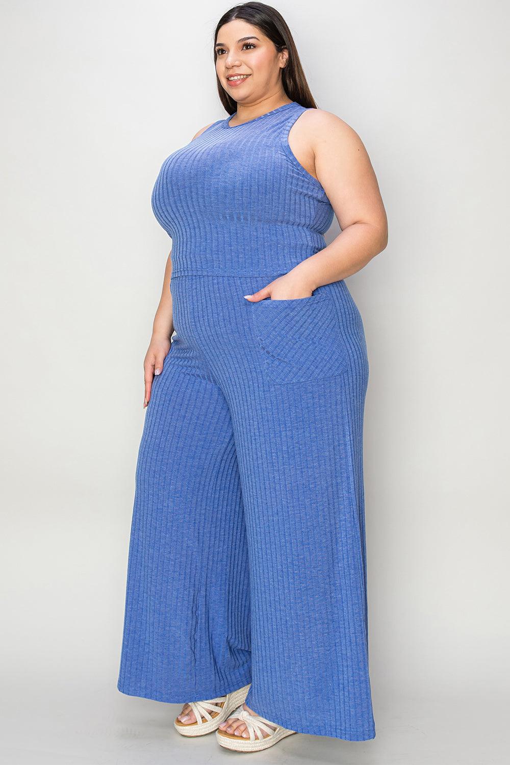 Basic Bae Full Size Ribbed Tank and Wide Leg Pants Set - Rebel Spirit Designs Basic Bae Full Size Ribbed Tank and Wide Leg Pants Set