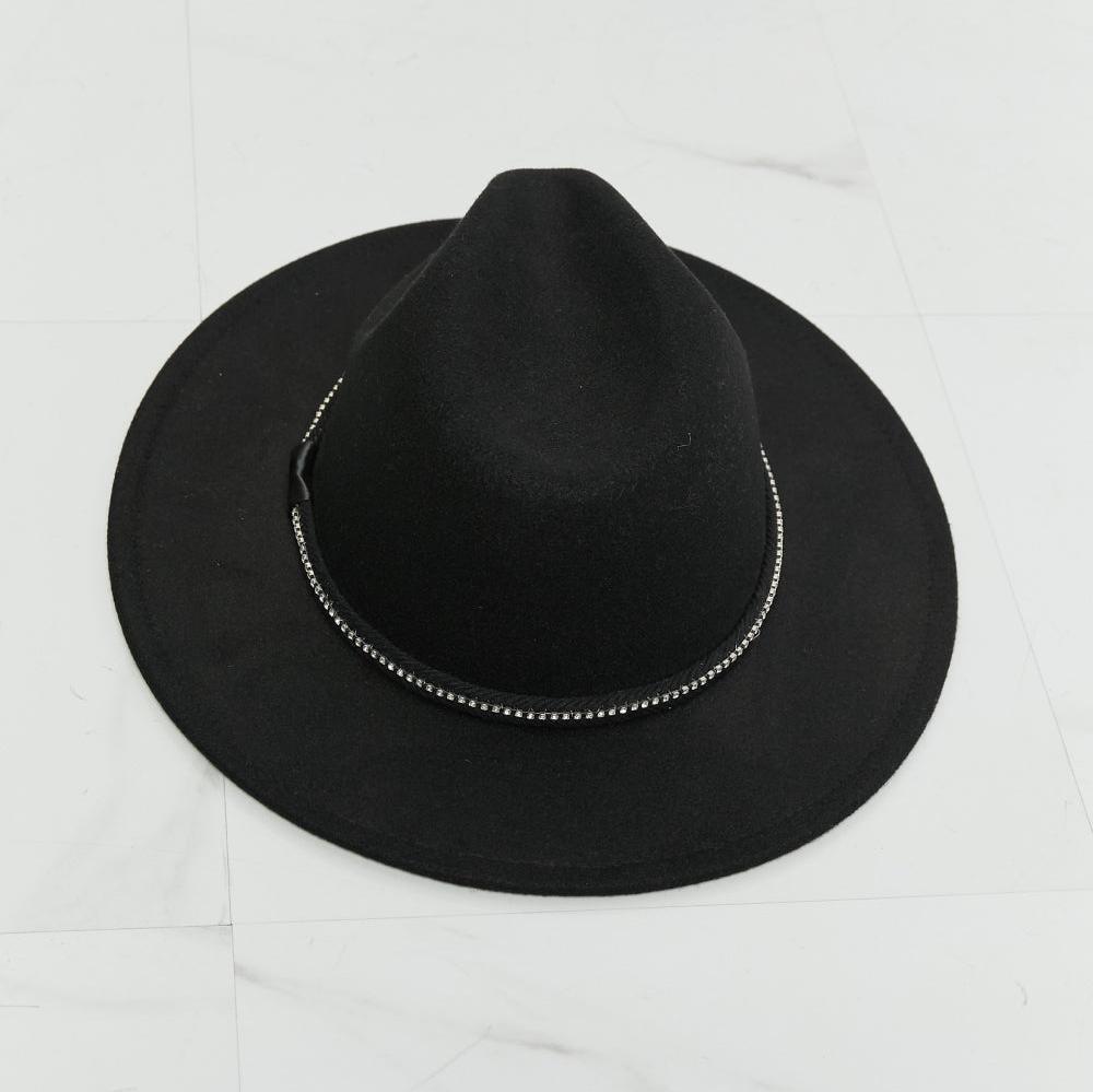 Black Wide Brim Fedora Fashion Hat for Women