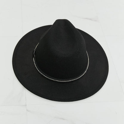 Black Wide Brim Fedora Fashion Hat for Women