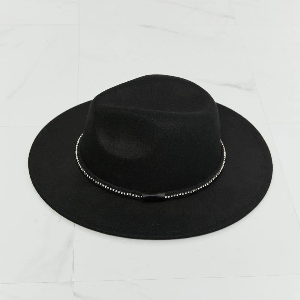 Black Wide Brim Fedora Fashion Hat for Women