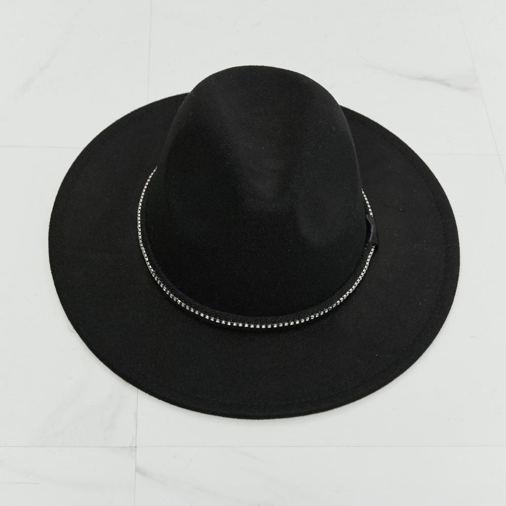 Black Wide Brim Fedora Fashion Hat for Women