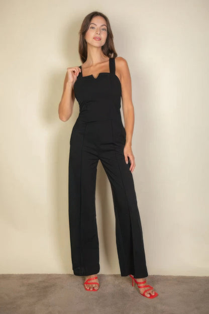 Notched Neck Cami One Piece Jumpsuit