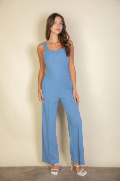 Notched Neck Cami One Piece Jumpsuit