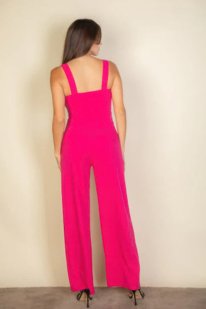 Notched Neck Cami One Piece Jumpsuit