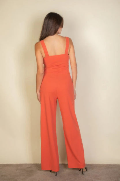 Notched Neck Cami One Piece Jumpsuit