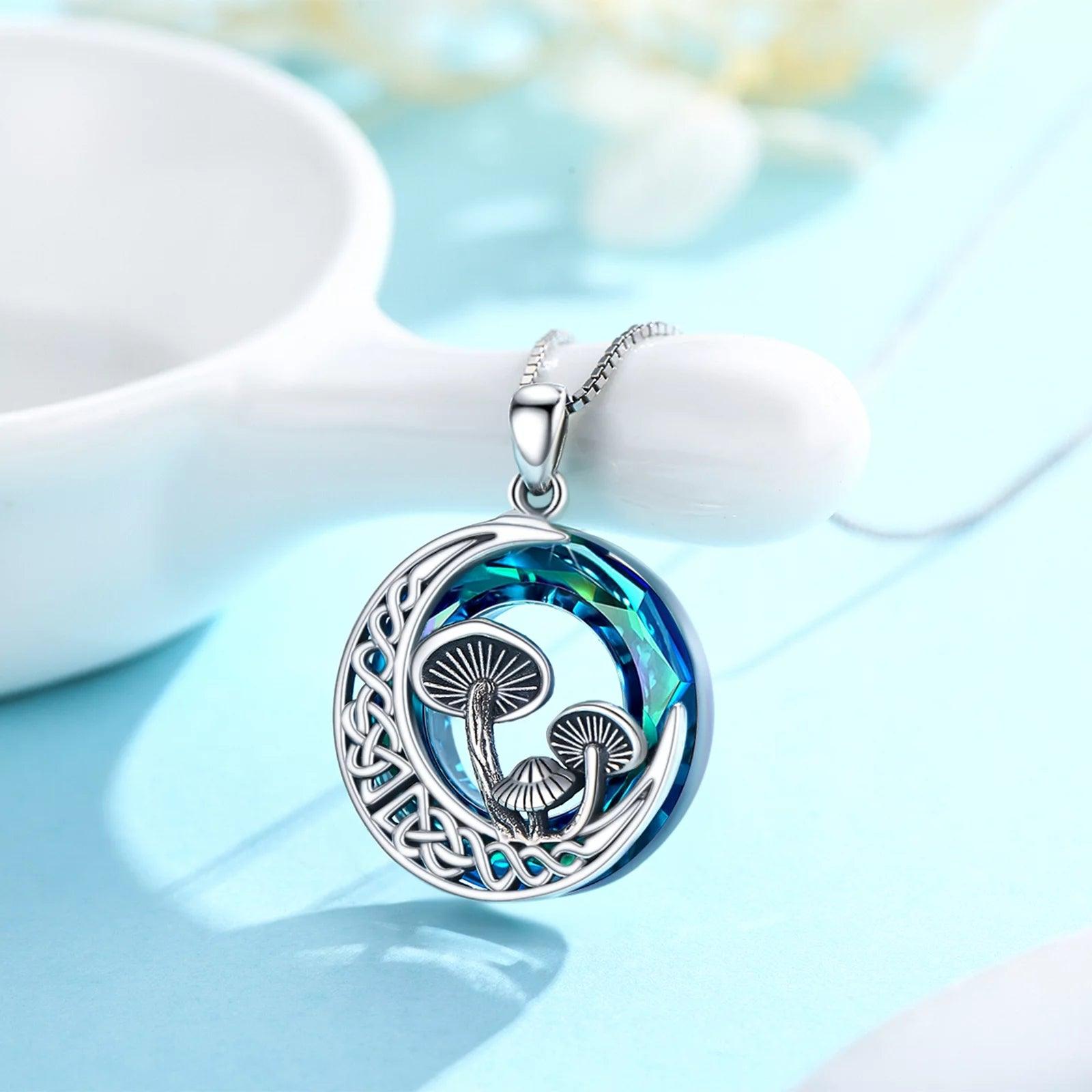 Cute Hollow Mushroom Blue Moon Necklace & Earrings Set