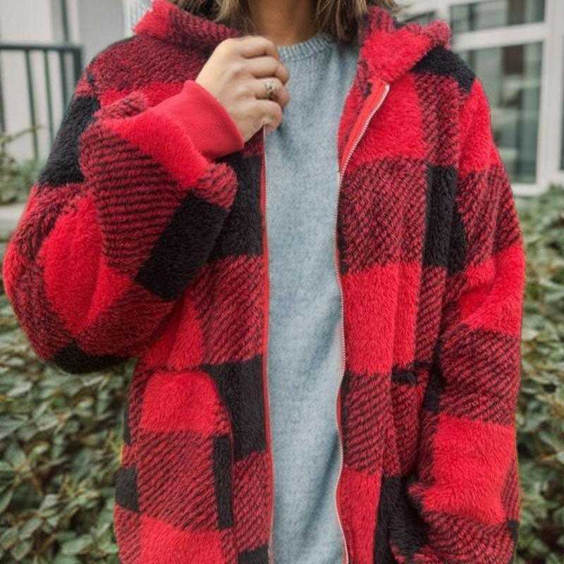 PLAID Women’s Hoodie Winter Jacket Coat SOFT and COZY and WARM Jacket