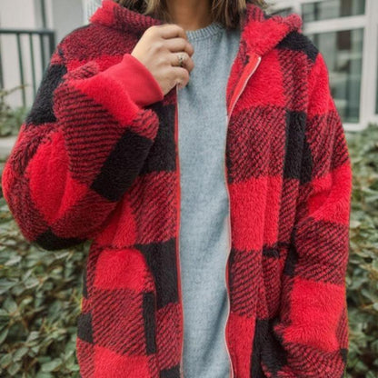 PLAID Women’s Hoodie Winter Jacket Coat SOFT and COZY and WARM Jacket