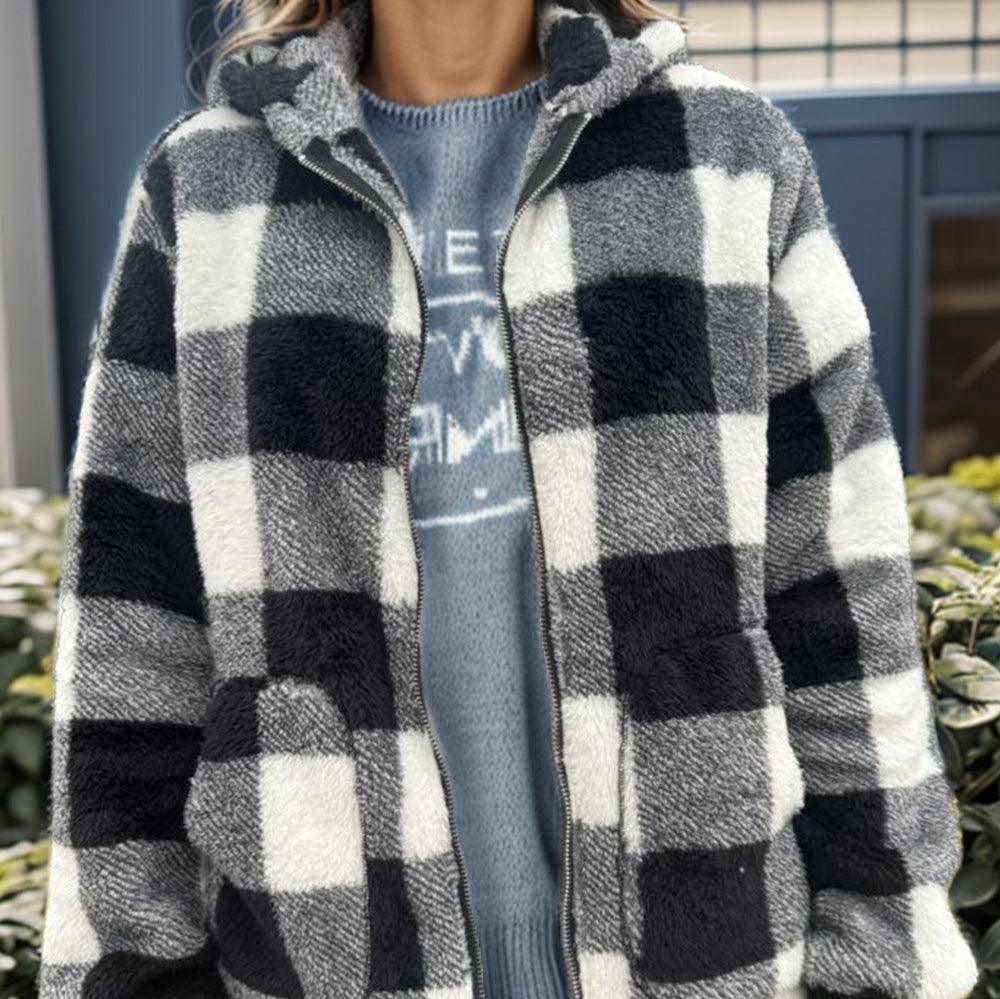 PLAID Women’s Hoodie Winter Jacket Coat SOFT and COZY and WARM Jacket