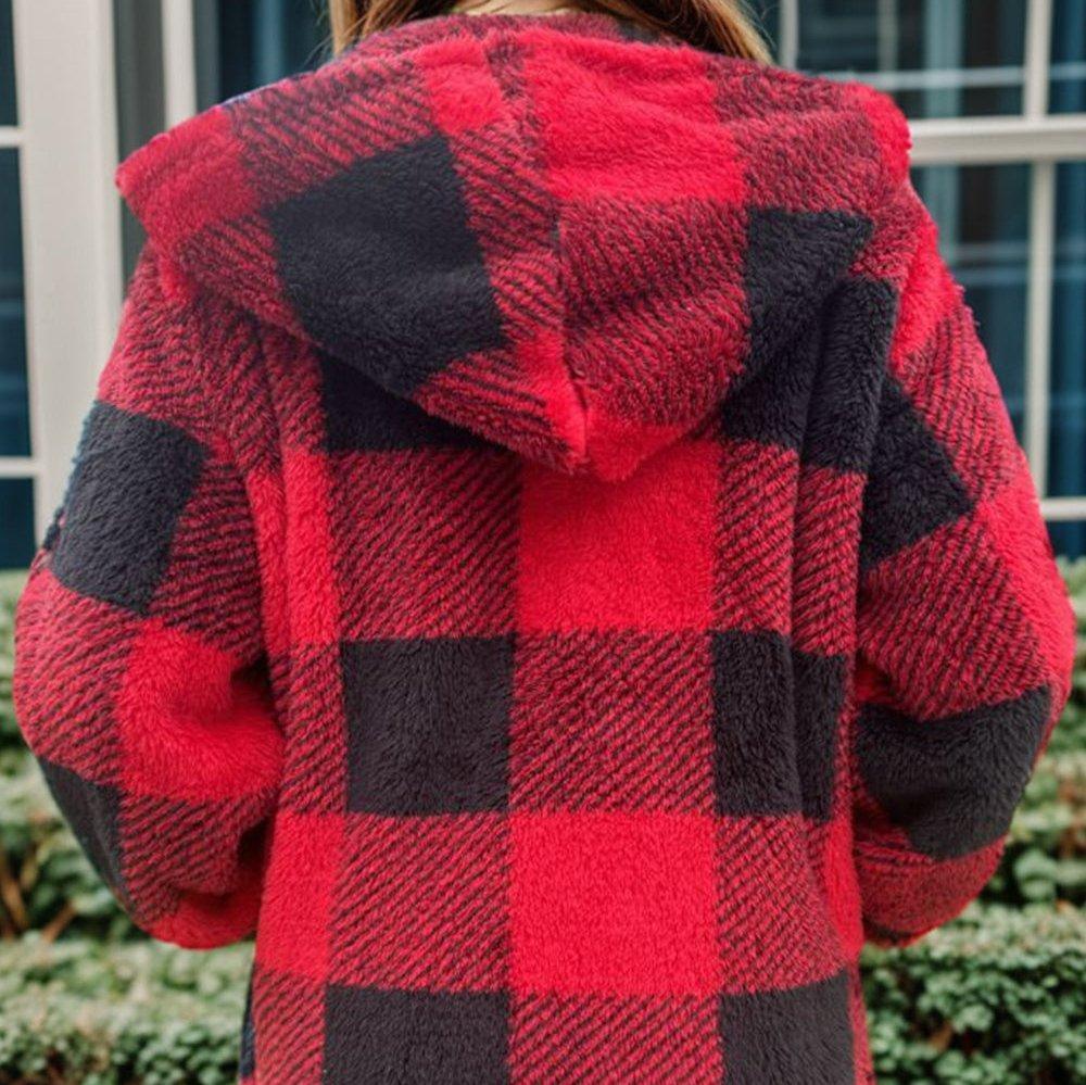 PLAID Women’s Hoodie Winter Jacket Coat SOFT and COZY and WARM Jacket