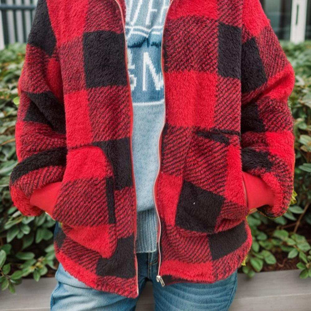 PLAID Women’s Hoodie Winter Jacket Coat SOFT and COZY and WARM Jacket