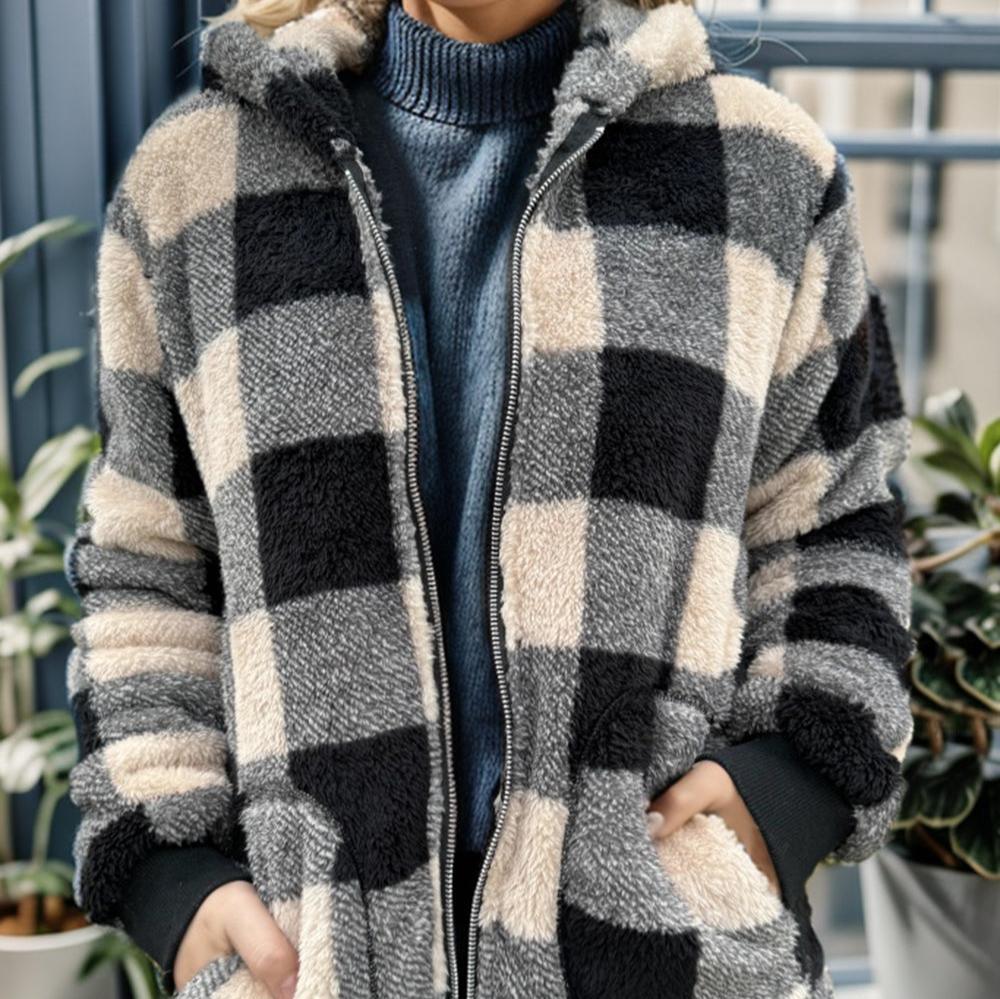 PLAID Women’s Hoodie Winter Jacket Coat SOFT and COZY and WARM Jacket