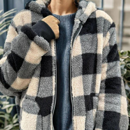 PLAID Women’s Hoodie Winter Jacket Coat SOFT and COZY and WARM Jacket