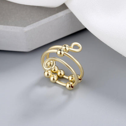 Fidget Spinner Stainless Steel Elegant Wire Twist Adjustable Size Ring Gold