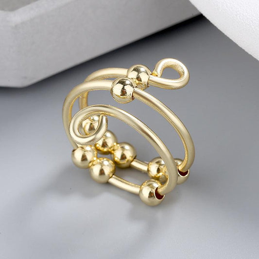 Fidget Spinner Stainless Steel Elegant Wire Twist Adjustable Size Ring Gold