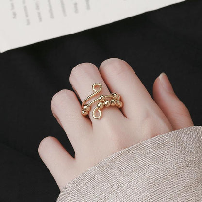 Fidget Spinner Stainless Steel Elegant Wire Twist Adjustable Size Ring Gold