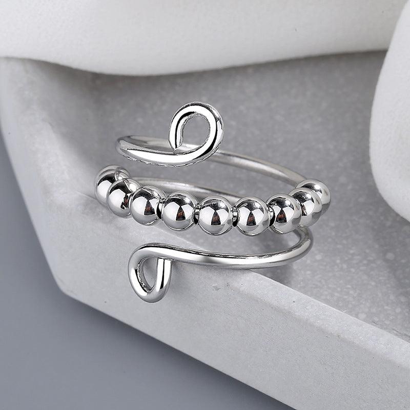 Fidget Spinner Stainless Steel Elegant Wire Twist Adjustable Size Ring Silver