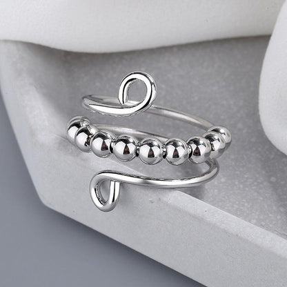 Fidget Spinner Stainless Steel Elegant Wire Twist Adjustable Size Ring Silver