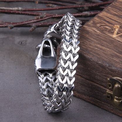 Men's Stainless Steel Viking Wolf Bracelet