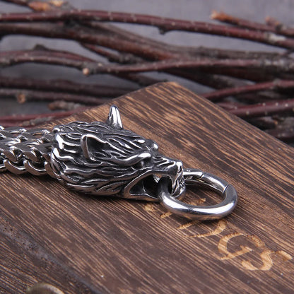 Men's Stainless Steel Viking Wolf Bracelet