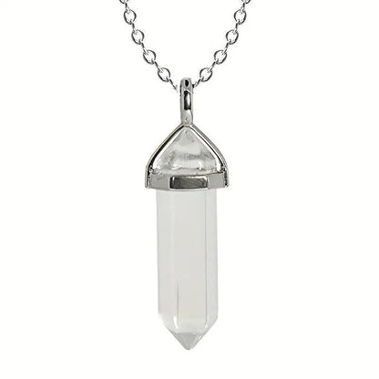 Quartz Natural Crystal Quartz Point Pendulum Pendant Necklace white clear quartz