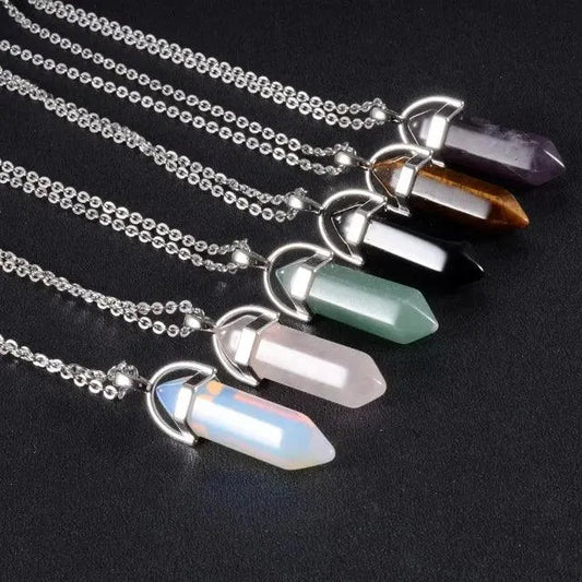Natural Crystal Quartz Point Pendulum Pendant Necklace varieties