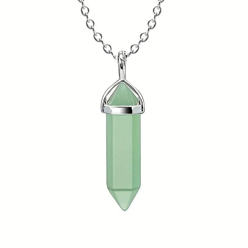 Green Natural Crystal Quartz Point Pendulum Pendant Necklace green aventurine
