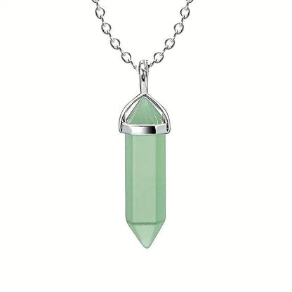 Green Natural Crystal Quartz Point Pendulum Pendant Necklace green aventurine