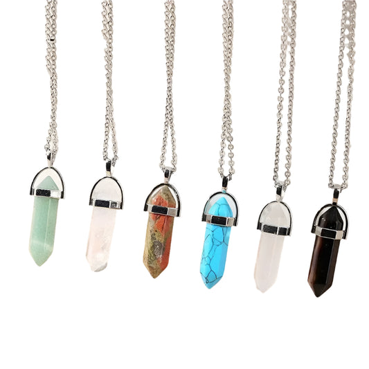 Natural Crystal Quartz Point Pendulum Pendant Necklace group