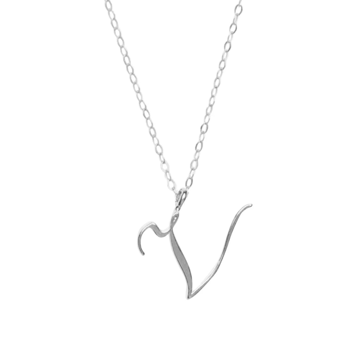 Classic 26 Letter Initials Calligraphy Alphabet Necklace