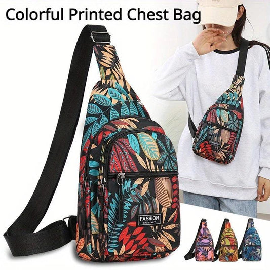 Colorful Print Sling Backpack Fashion Multi Pockets Crossbody Bag - Rebel Spirit Designs Colorful Print Sling Backpack Fashion Multi Pockets Crossbody Bag