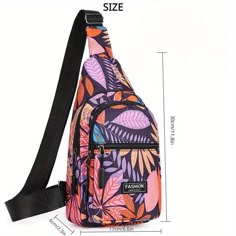 Colorful Print Sling Backpack Fashion Multi Pockets Crossbody Bag - Rebel Spirit Designs Colorful Print Sling Backpack Fashion Multi Pockets Crossbody Bag