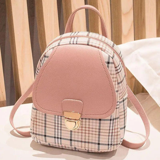 Ladies Check Lock Small Backpack Fashion Large Capacity Bags One Shoulder Diagonal Handbag Coin Purse Messenger Bag - Rebel Spirit Designs Ladies Check Lock Small Backpack Fashion Large Capacity Bags One Shoulder Diagonal Handbag Coin Purse Messenger Bag