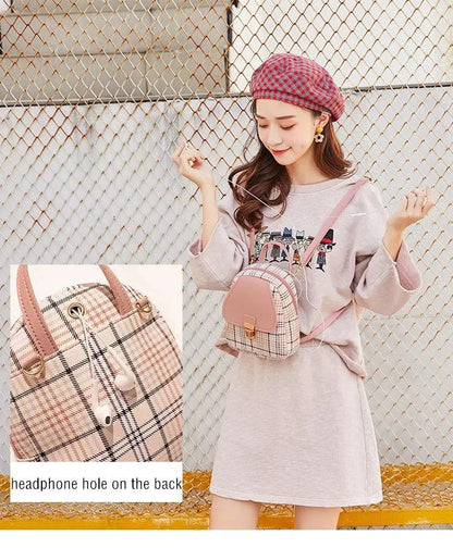 Ladies Check Lock Small Backpack Fashion Large Capacity Bags One Shoulder Diagonal Handbag Coin Purse Messenger Bag - Rebel Spirit Designs Ladies Check Lock Small Backpack Fashion Large Capacity Bags One Shoulder Diagonal Handbag Coin Purse Messenger Bag